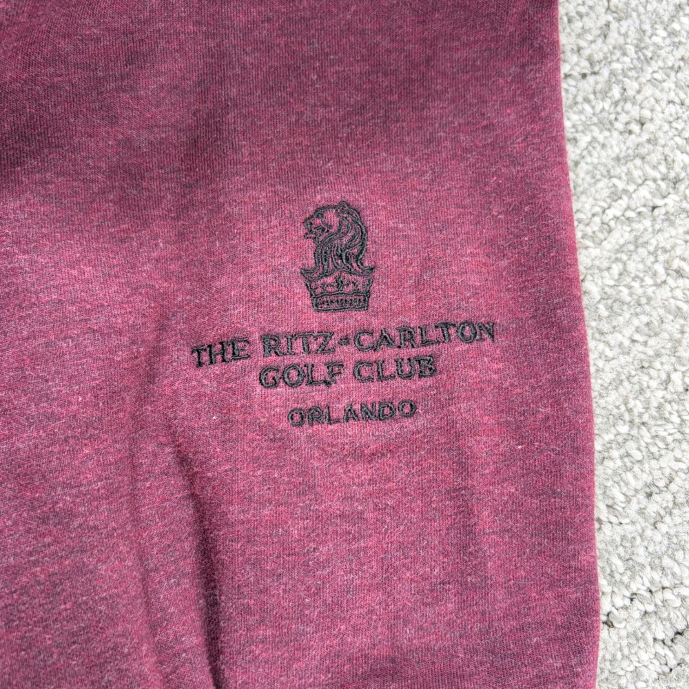TravisMathew Pullover Men XXXL Burgundy Ritz-Carlton Golf 1/4 Zip Fleece Sweater - Picture 5 of 10